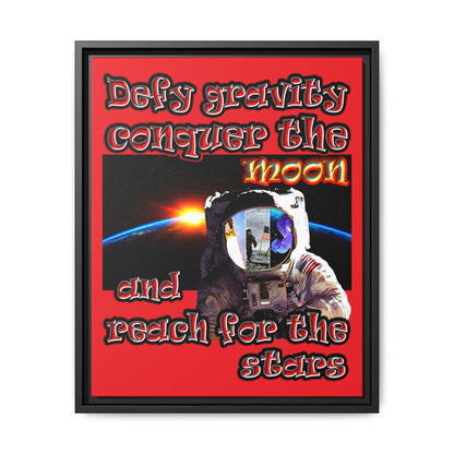 defy conquer reach - framed canvas art (red)