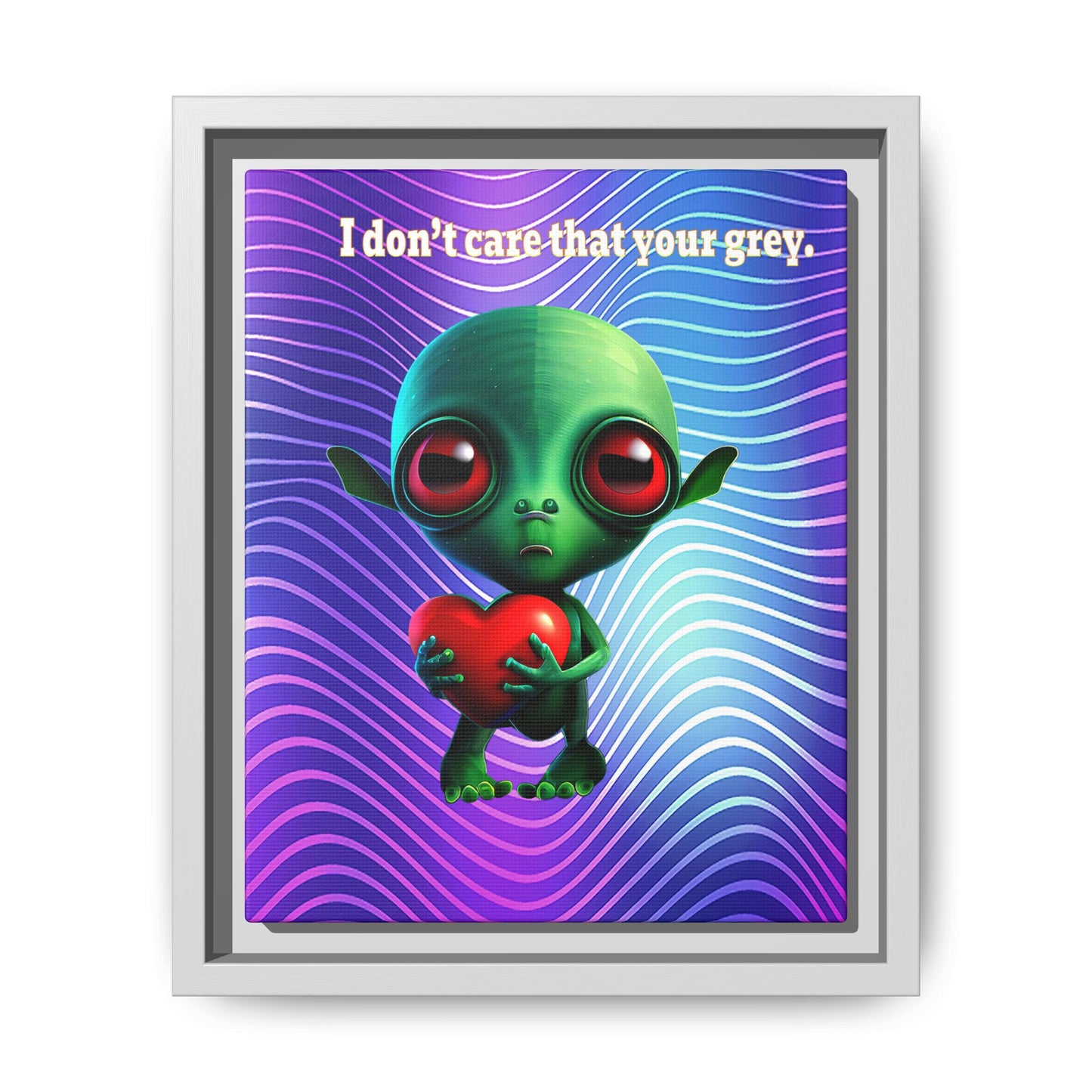 I don't care that your grey - framed canvas art (purple wave)