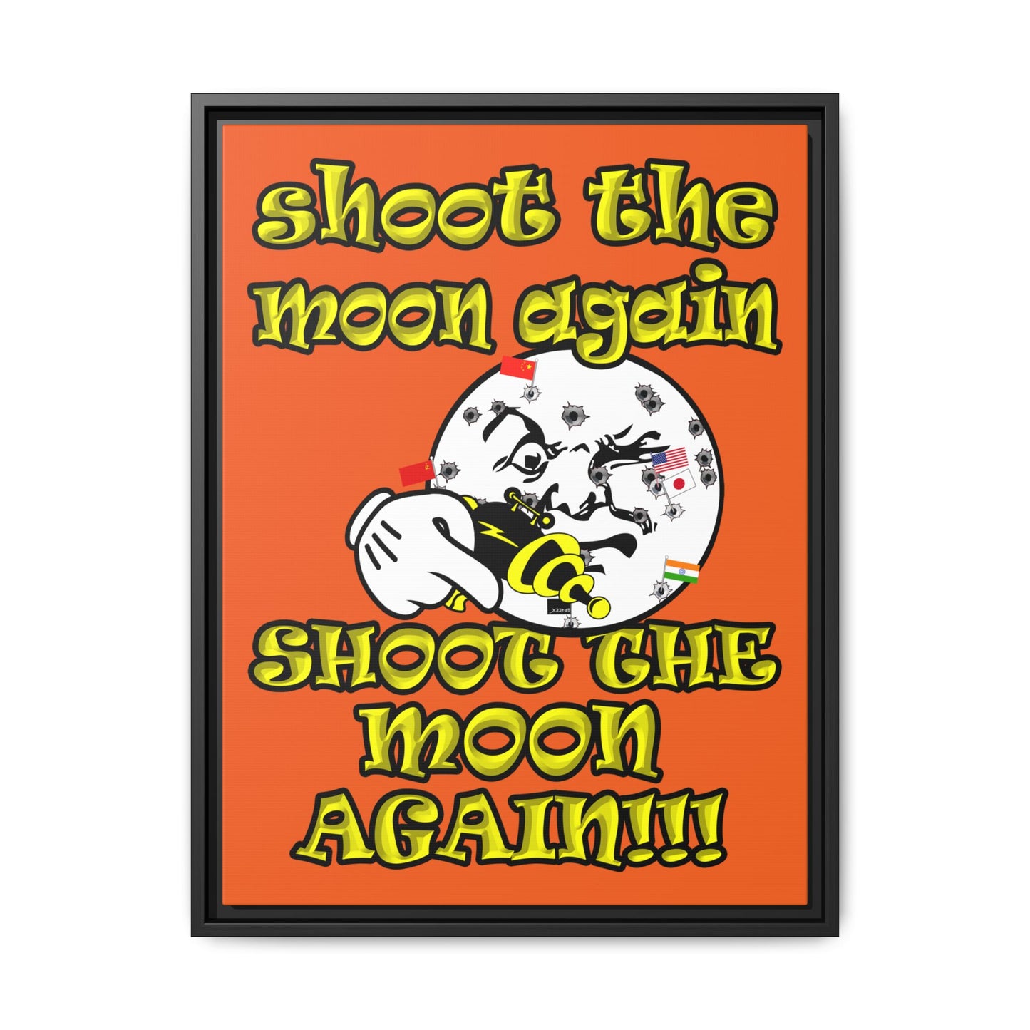 shoot the moon again - framed canvas art (orange)