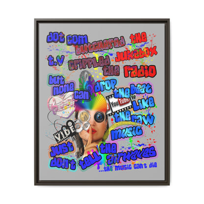 drop the beat - framed canvas art (light grey)