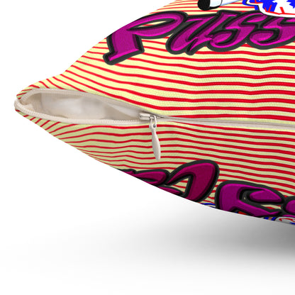 tag that - Spun Polyester Square Pillow - (yellow-orange wave)