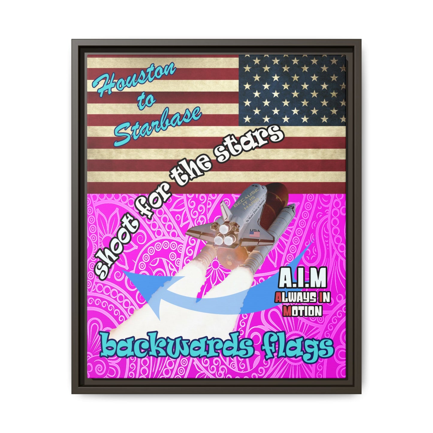 shoot for the stars - framed canvas art (pink swirl)