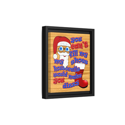 santa's shoes - framed canvas art (butterscotch wood finish)