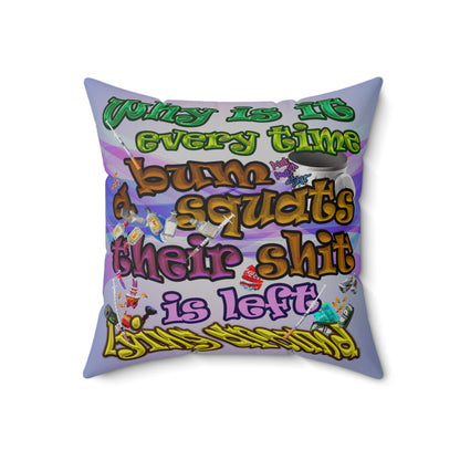 the bum's shit - Spun Polyester Square Pillow - (light blue-pink wave)