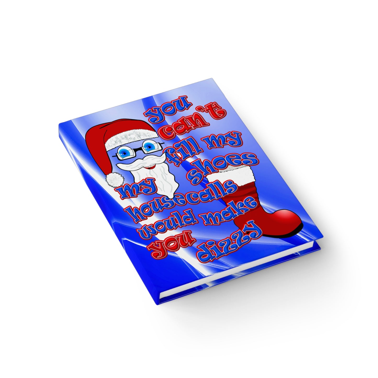 santa's shoes - journal-lined (blue-white wave)