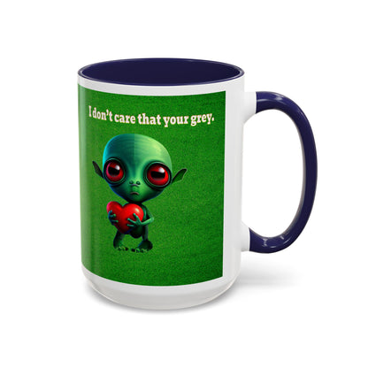 I don't care that your grey - Accent Mug (green turf)