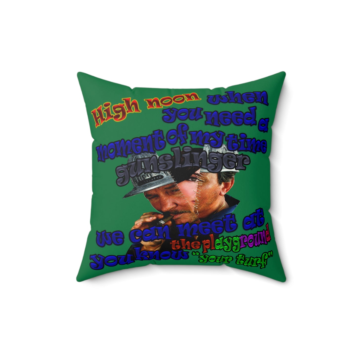 high noon - Spun Polyester Square Pillow - (dark green)