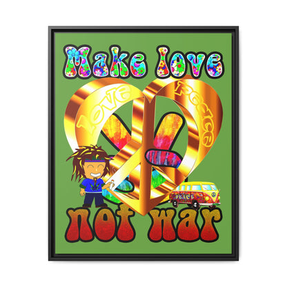 love peace - framed canvas art (green)