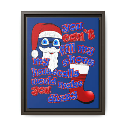 santa's shoes - framed canvas art (dark blue)