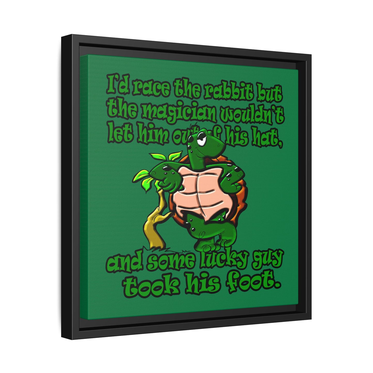 turtle race - framed canvas art (dark green)