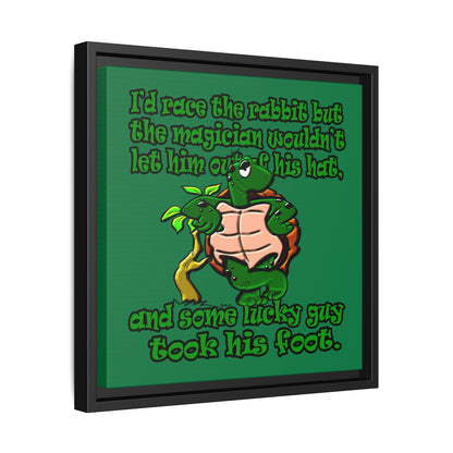 turtle race - framed canvas art (dark green)