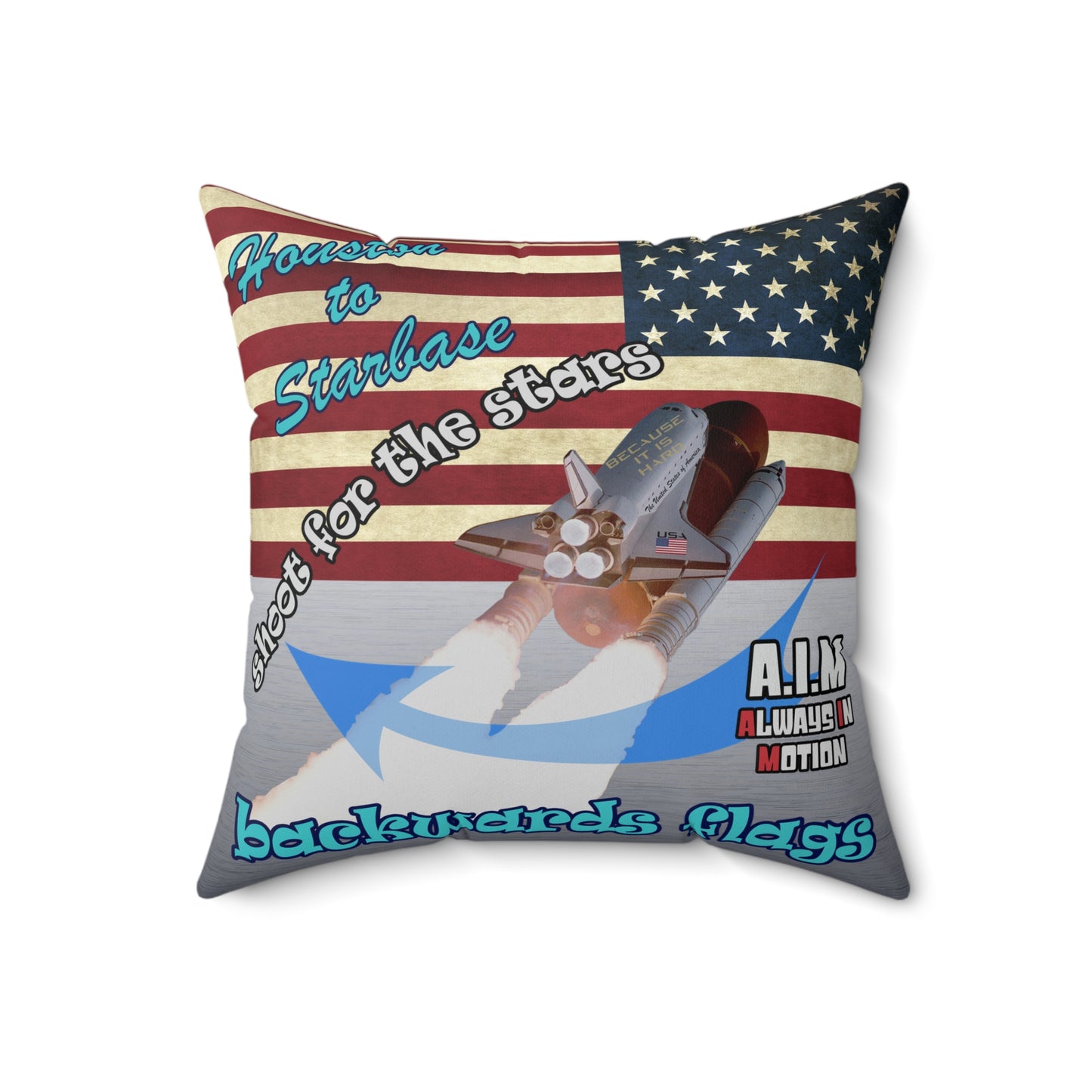 shoot for the stars - Spun Polyester Square Pillow - (brushed nickel)