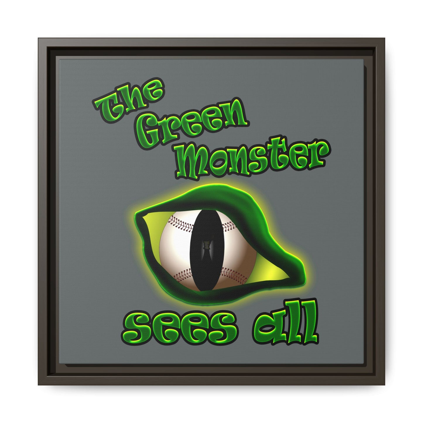 green monster - framed canvas art (dark grey)