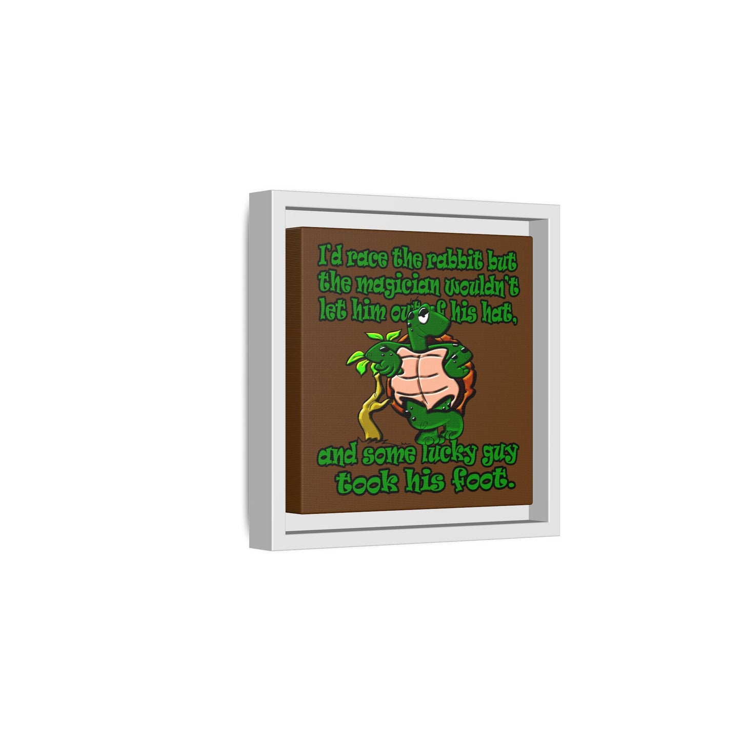 turtle race - framed canvas art (brown)