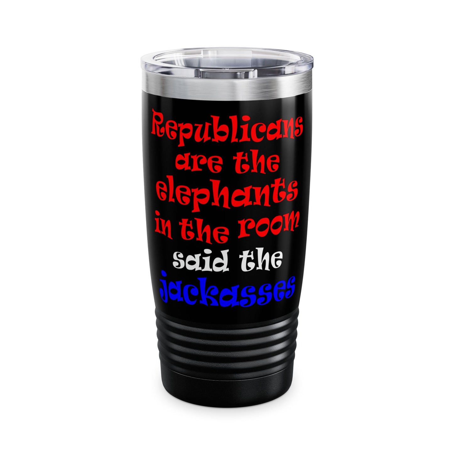 donkeys and elephants - Ringneck Tumbler, 20oz (black)