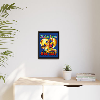 love peace - framed canvas art (dark blue)
