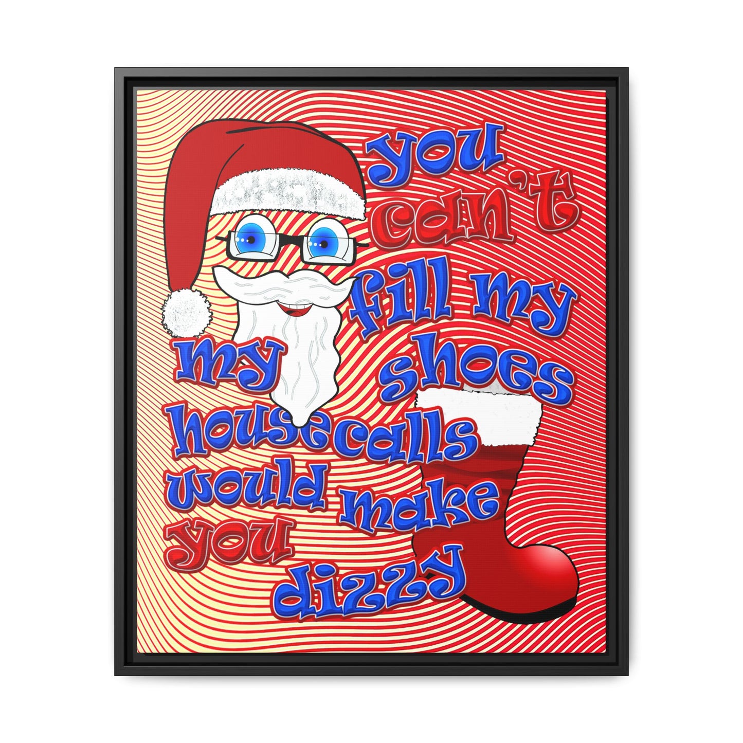 santa's shoes - framed canvas art (yellow-orange wave)