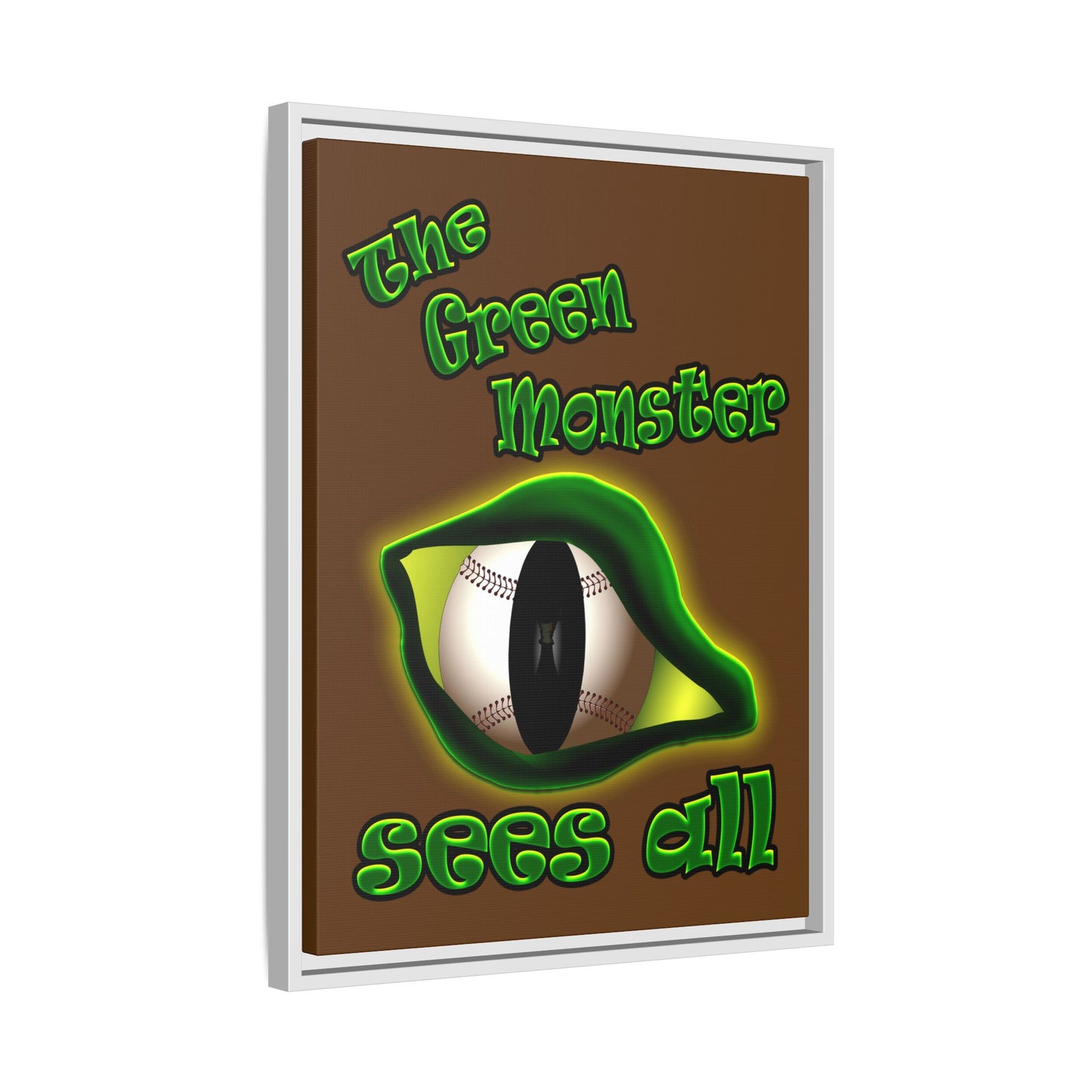 green monster - framed canvas art (brown)