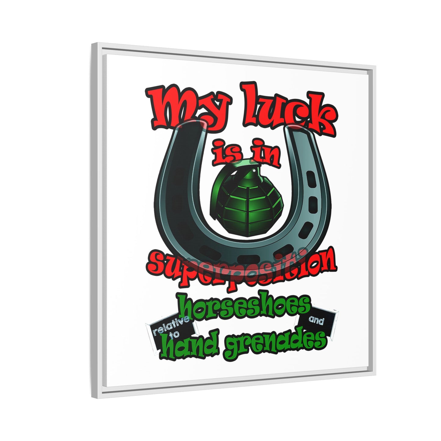 my luck - framed canvas art (white)