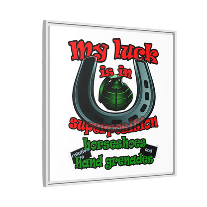 my luck - framed canvas art (white)
