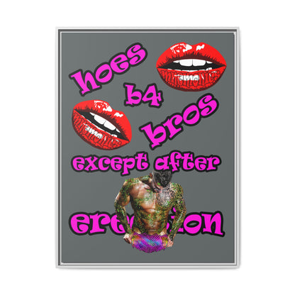 hoes b4 bros - framed canvas art (dark grey)