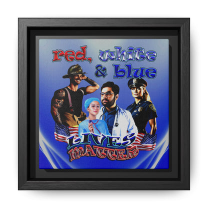 rw&b lives matter - framed canvas art (blue-white wave)
