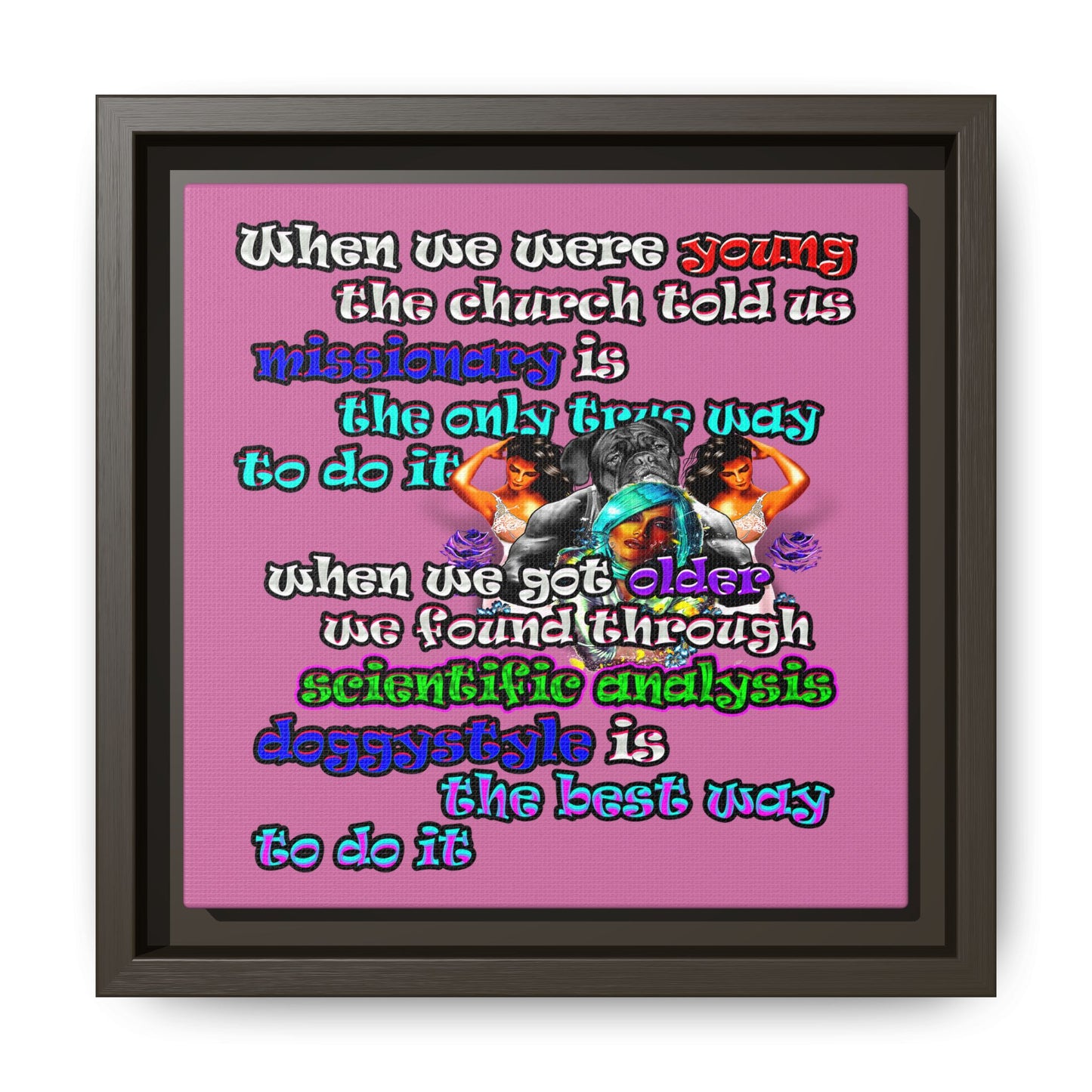 doggystyle - framed canvas art (light pink)
