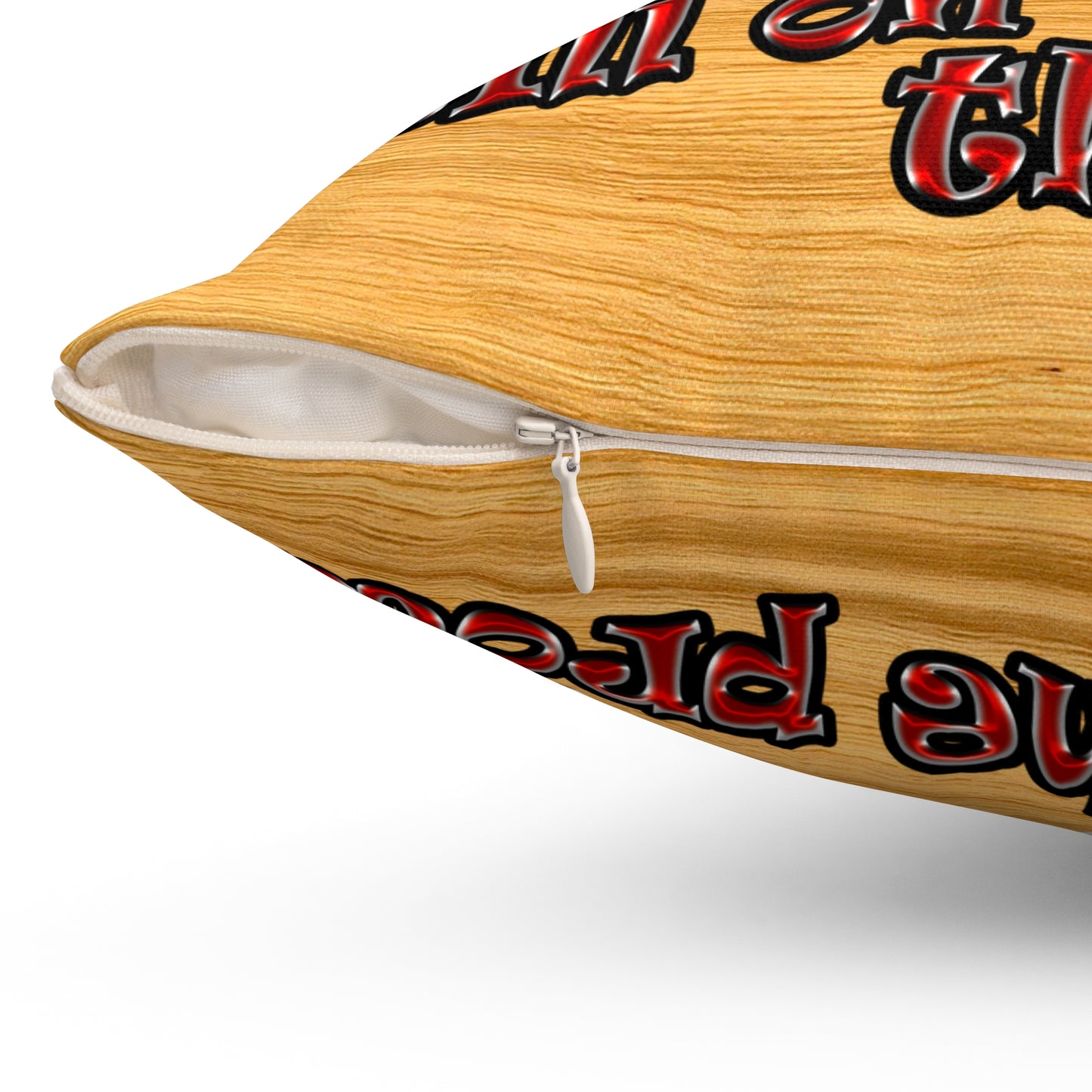 schrodinger's cat - Spun Polyester Square Pillow - (butterscotch wood finish)