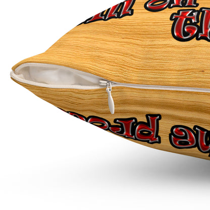 schrodinger's cat - Spun Polyester Square Pillow - (butterscotch wood finish)
