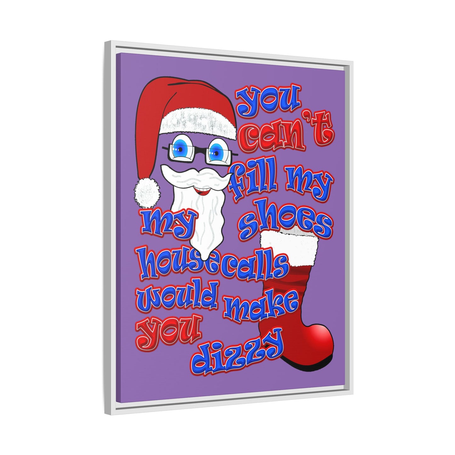 santa's shoes - framed canvas art (light purple)