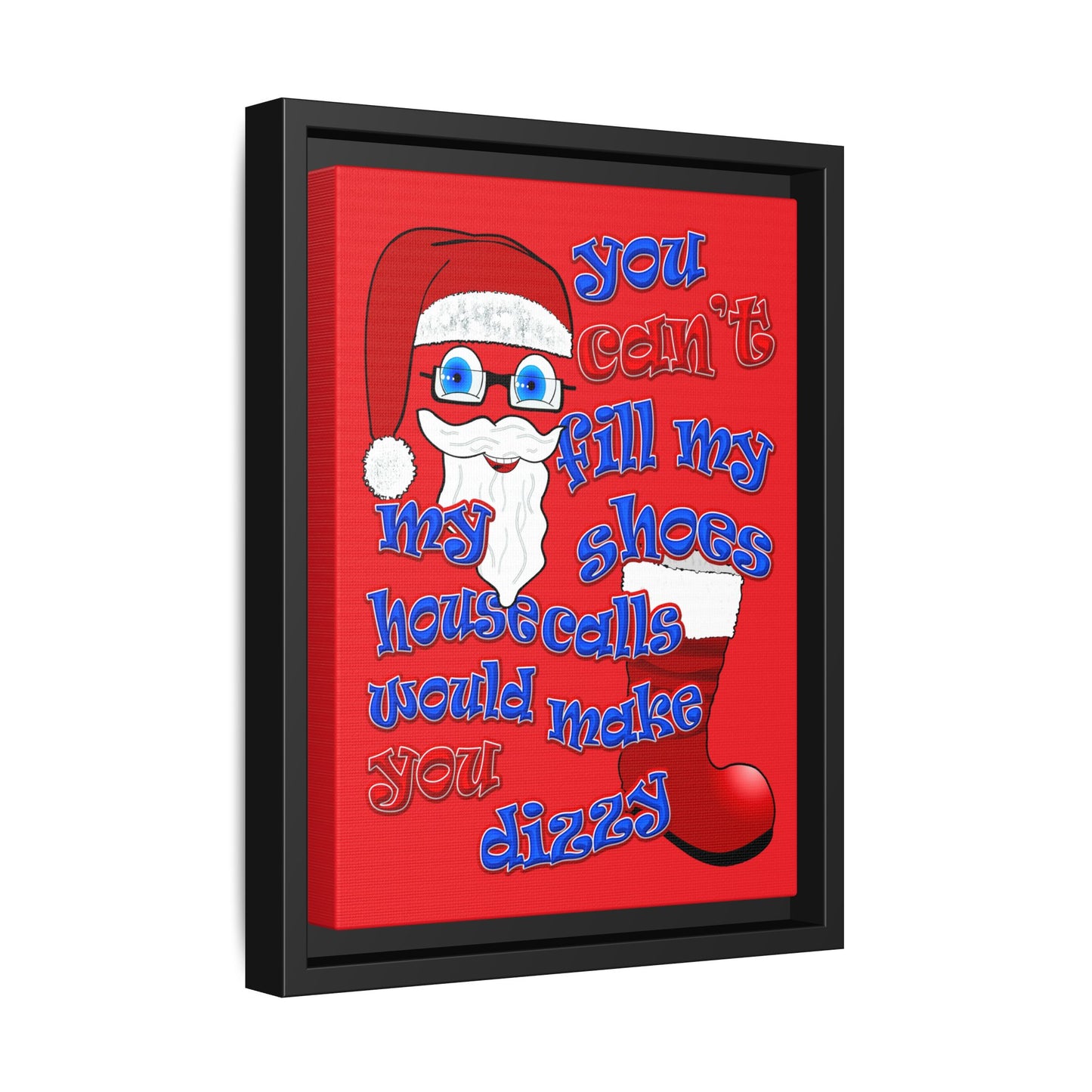 santa's shoes - framed canvas art (red)