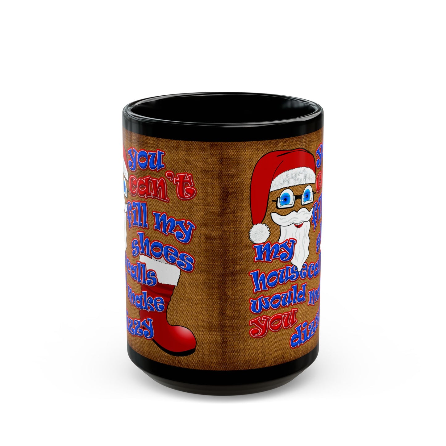 santa's shoes - Black Mug (brown papyrus)