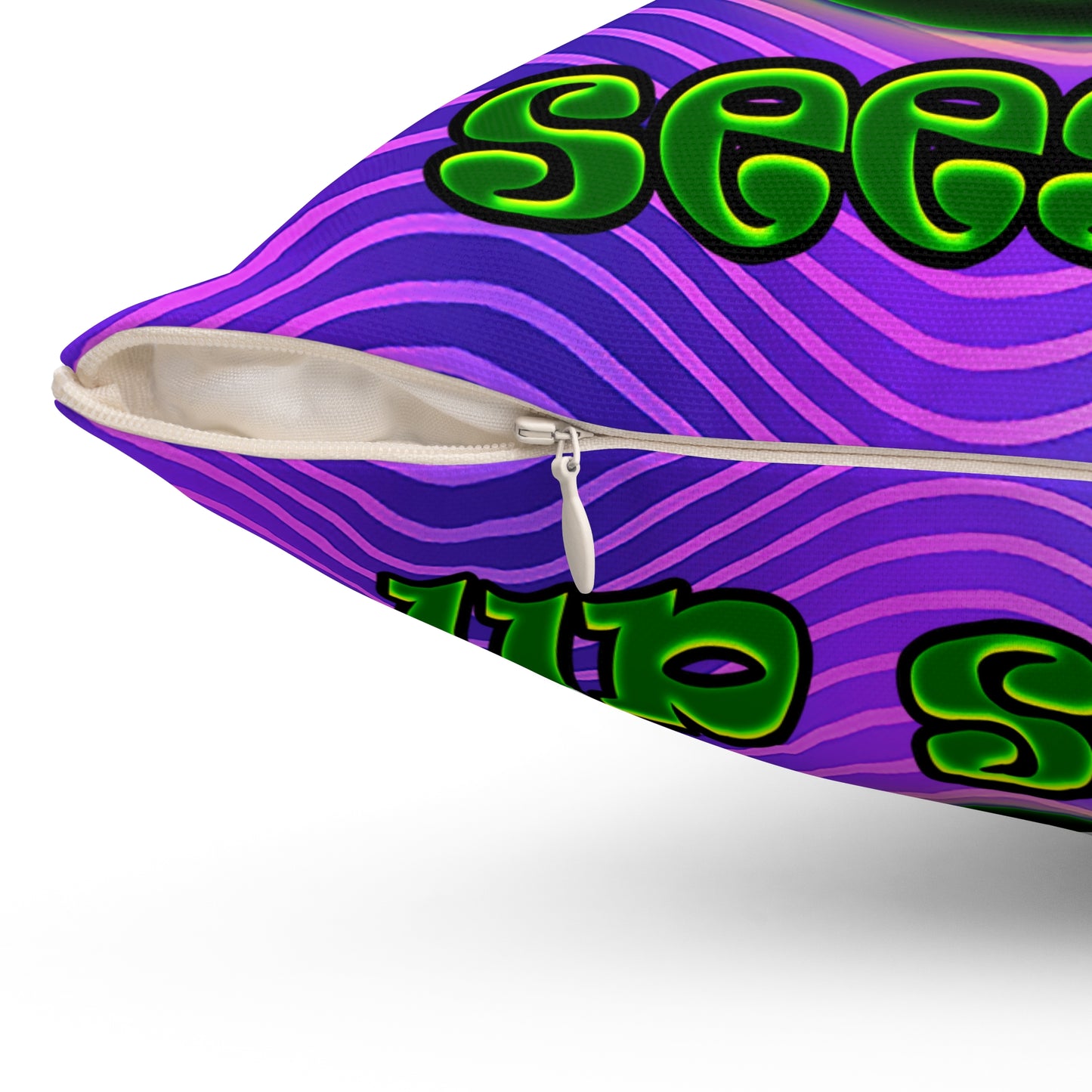 green monster - Spun Polyester Square Pillow - (purple wave)