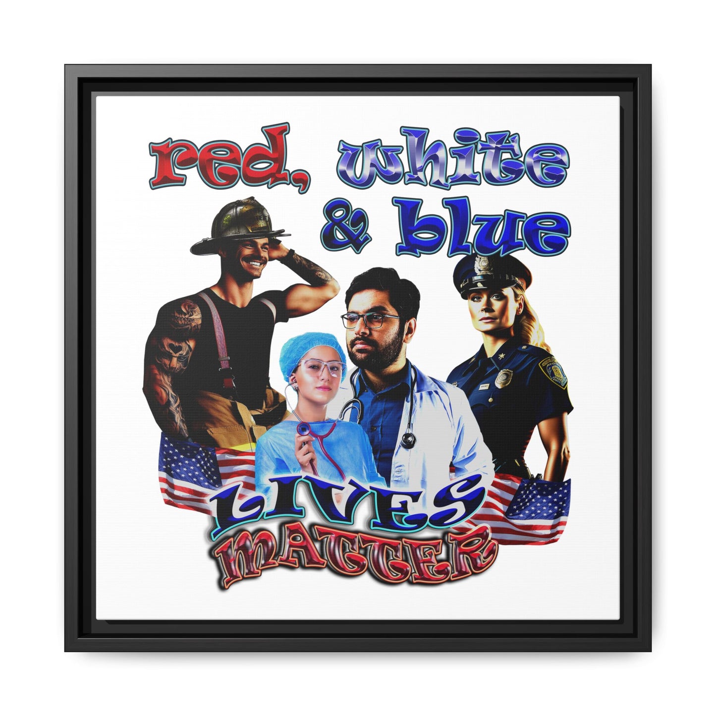 rw&b lives matter - framed canvas art (white)