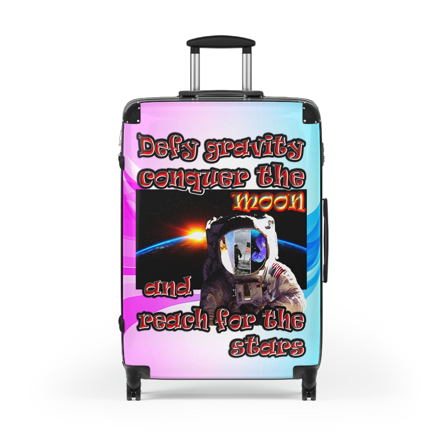defy conquer reach - Suitcase (light blue-pink wave)