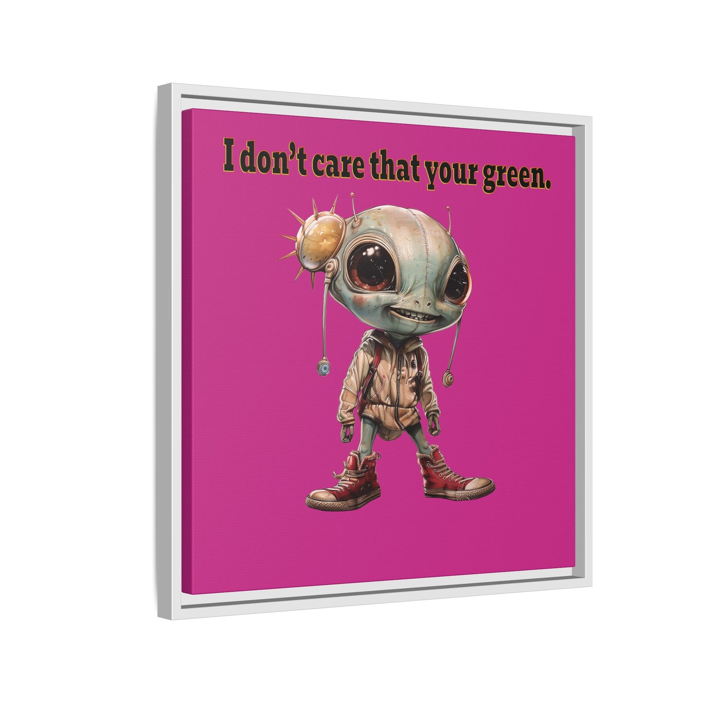 I don't care that your green - framed canvas art (pink)