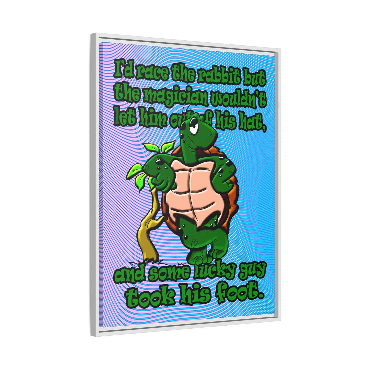 turtle race - framed canvas art (light blue-purple wave)