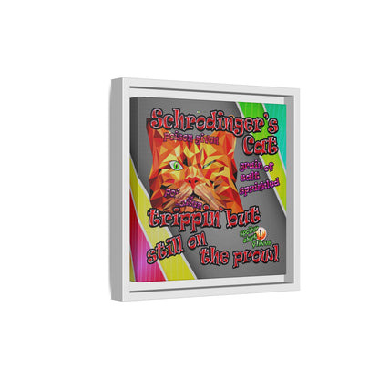 schrodinger's cat - framed canvas art (rainbow split)