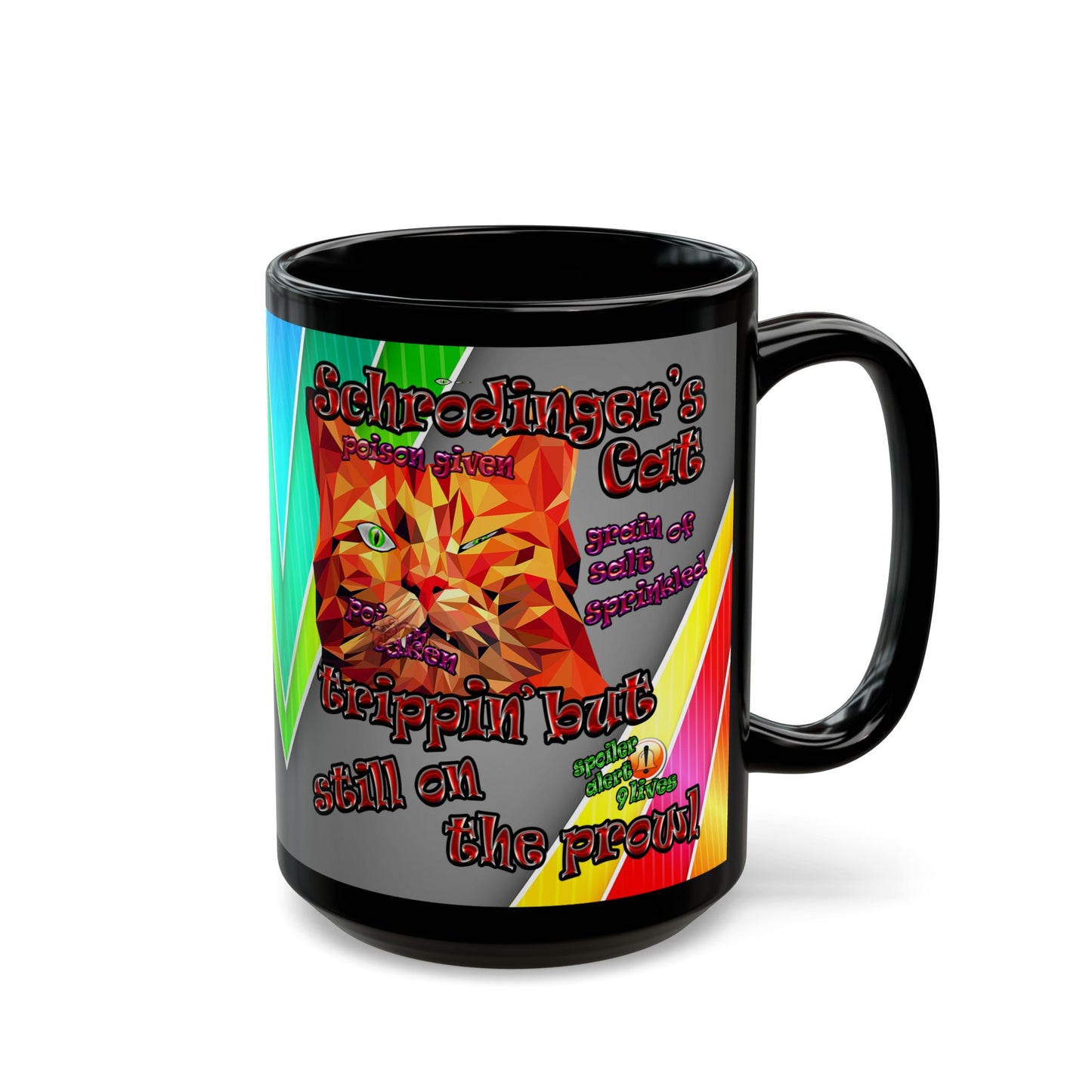 schrodinger's cat - Black Mug (rainbow split)