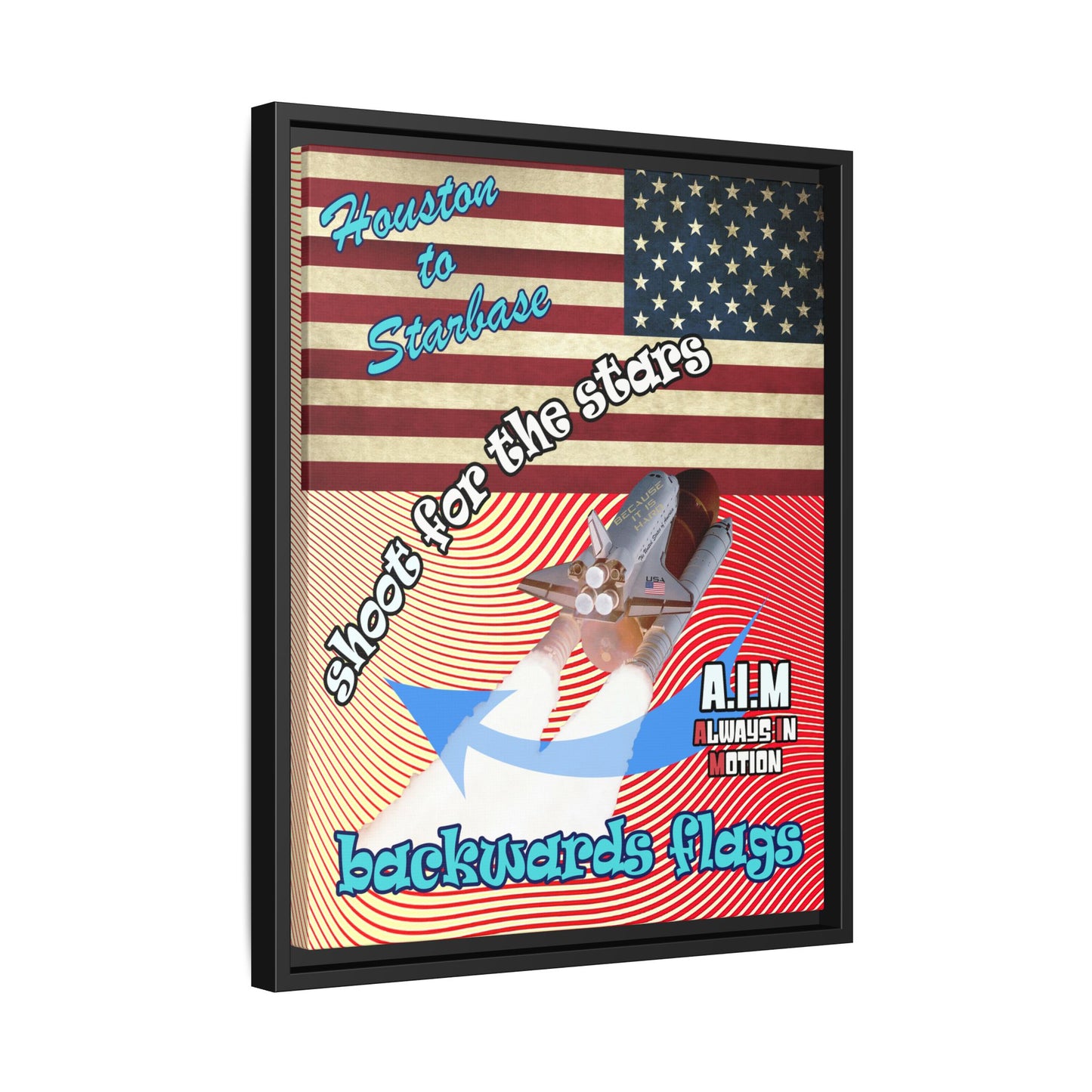 shoot for the stars - framed canvas art (yellow-orange wave)