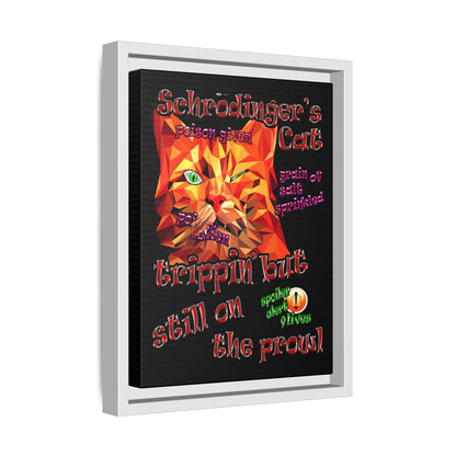 schrodinger's cat - framed canvas art (black)