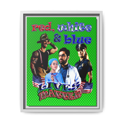 rw&b lives matter - framed canvas art (logo green)