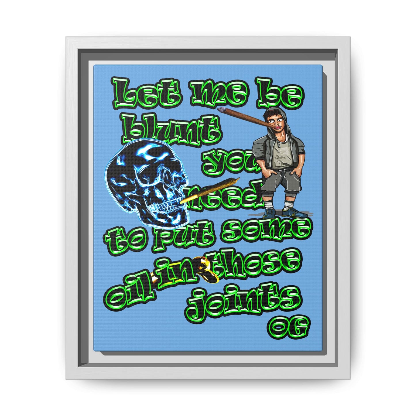og - framed canvas art (light blue)