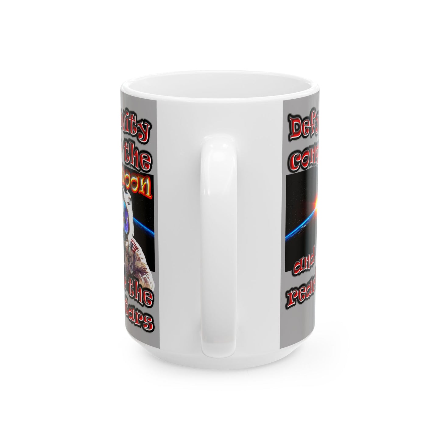 defy conquer reach - White Mug (light grey)