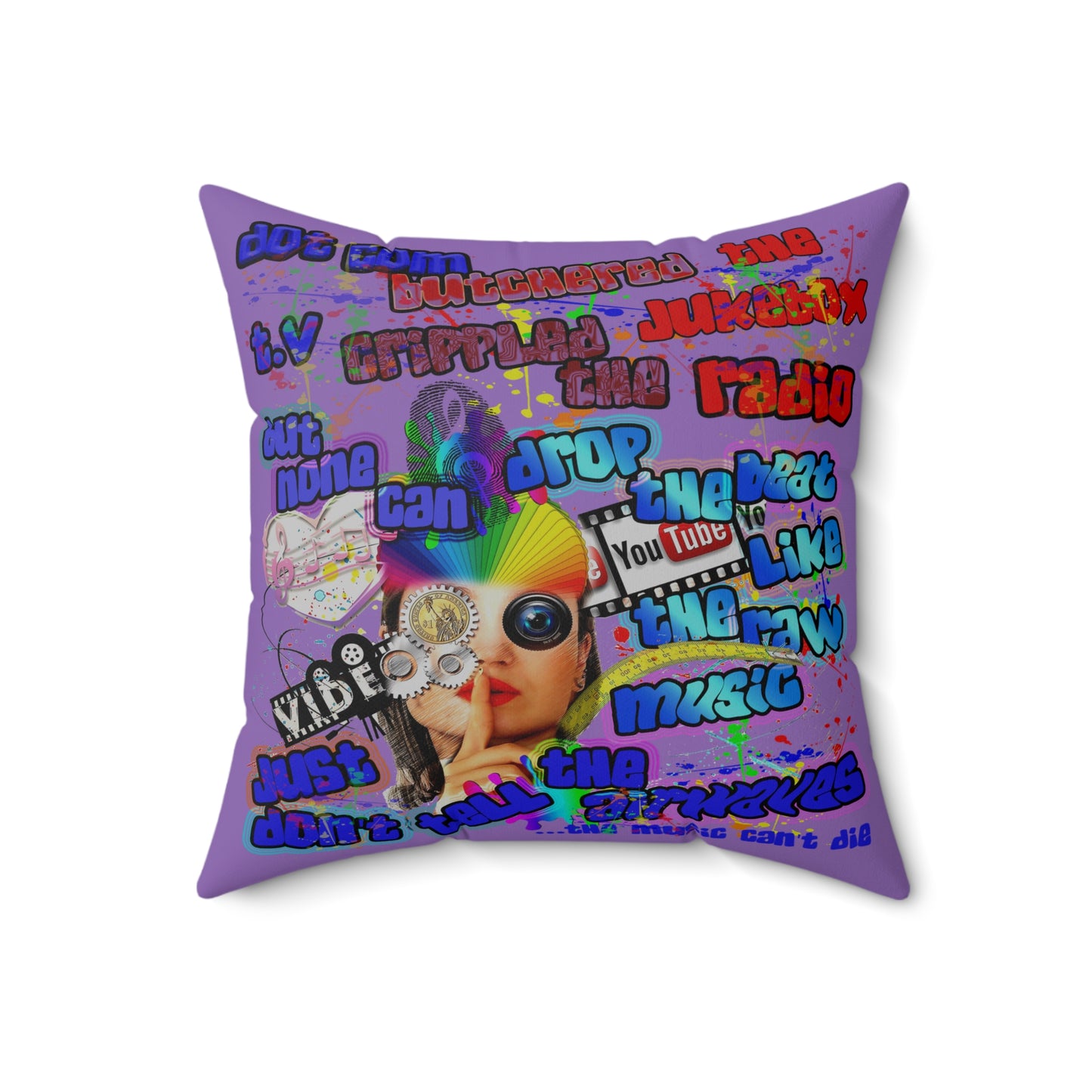 drop the beat - Spun Polyester Square Pillow - (light purple)
