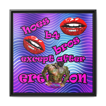 hoes b4 bros - framed canvas art (purple wave)