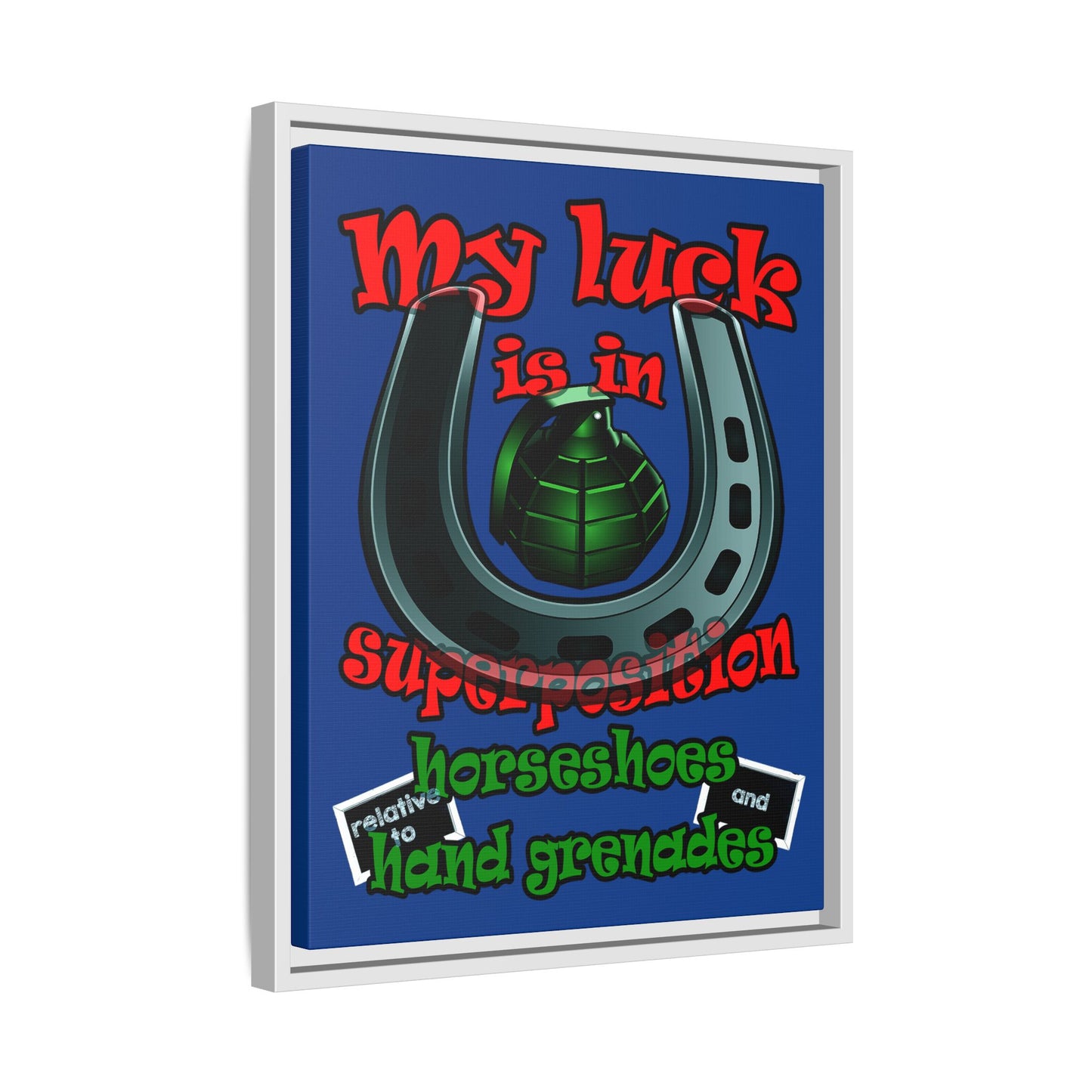 my luck - framed canvas art (dark blue)