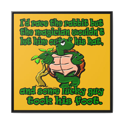 turtle race - framed canvas art (yellow)
