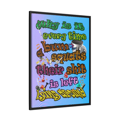 the bum's shit - framed canvas art (light blue-purple wave)