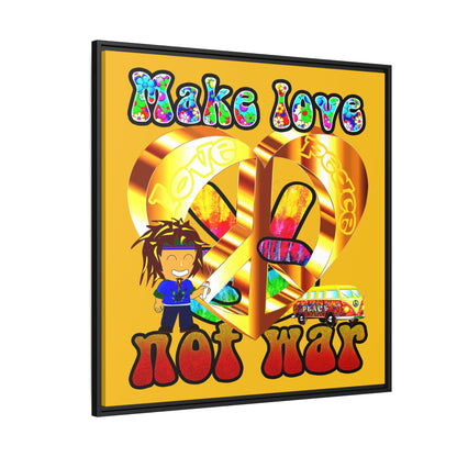 love peace - framed canvas art (yellow)